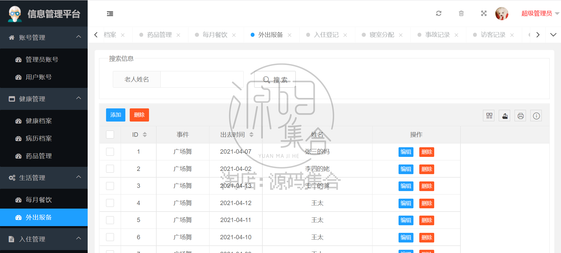 SpringBoot项目源码养老院信息管理系统Mybatis JavaWeb项目Java