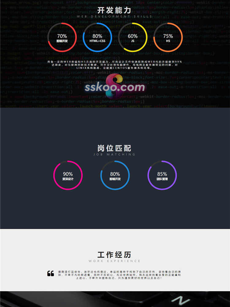 个人主页简历求职面试H5网站网页HTML设计师作品集源代码整站模板