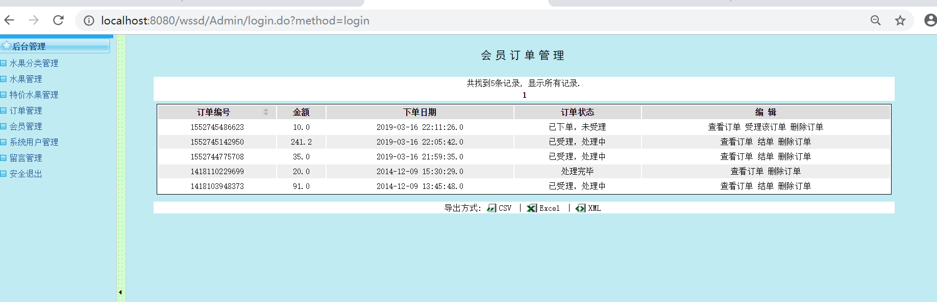 java水果4S店营销管理系统源代码 jsp系统项目设计源码带文档