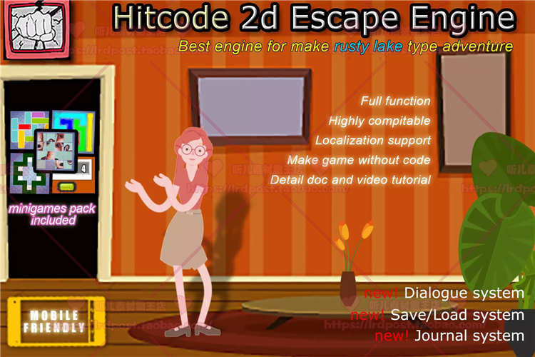 Unity3D 密室逃脱解谜游戏项目源码 2d Escape Engine 1.45
