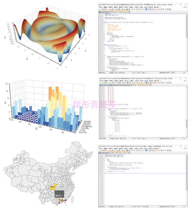 python数据分析可视化源码实例pyecharts 3D地图表绘制matplotlib